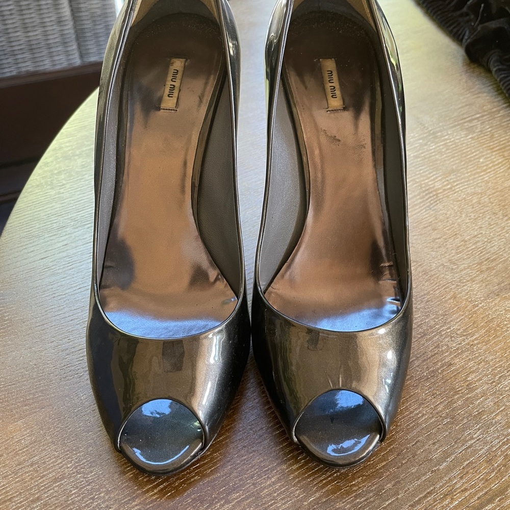 Miu Miu patent silver heels. Great condition.